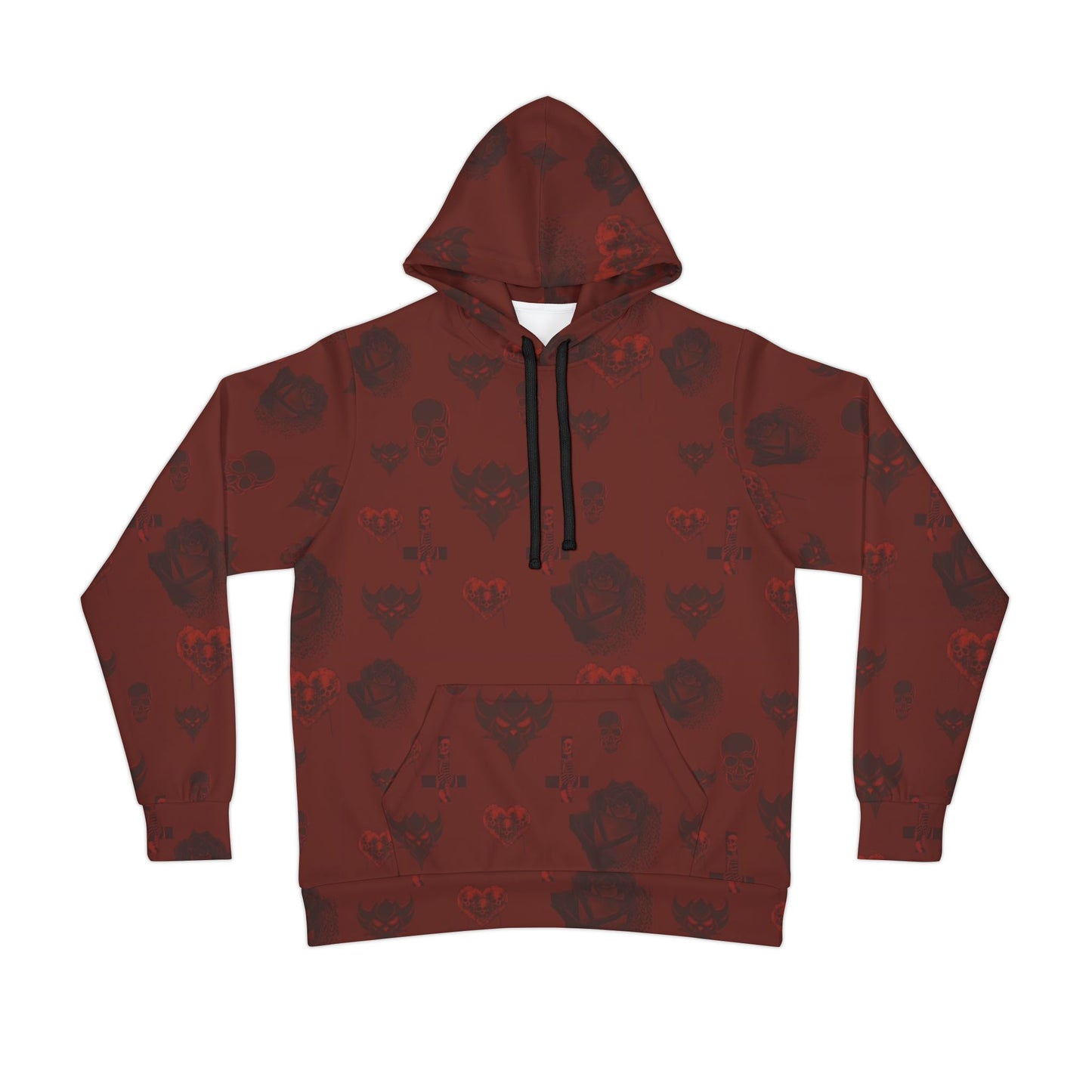 Ungodly Red Skull Pattern Hoodie – All-Over Print Unisex Athletic Pullover