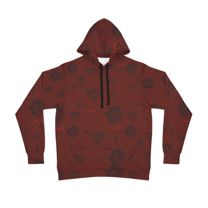Ungodly Red Skull Pattern Hoodie – All-Over Print Unisex Athletic Pullover