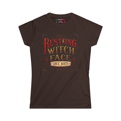 "Resting Witch Face Since Birth" Women's Tee, Cute Halloween Shirt, Vintage Style T-Shirt, Perfect Gift for Witches, Spooky Apparel