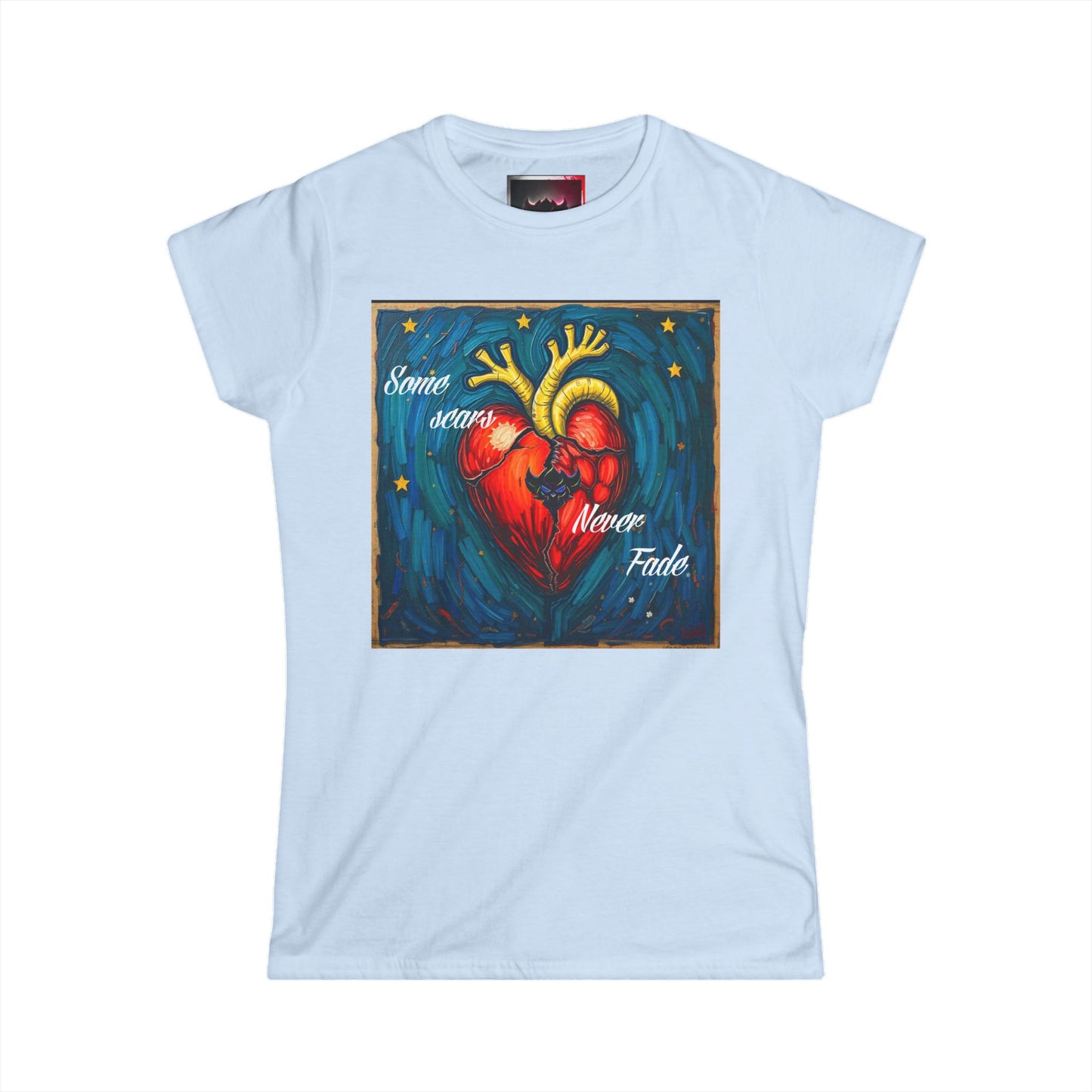 Inspirational Women's Softstyle Tee - "Some Scars Never Fade" Heart Design