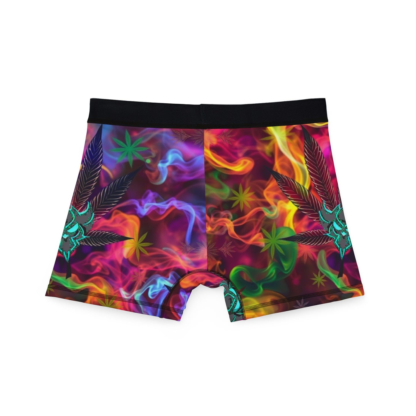 "420" Vibrant Marijuana Leaf Men's Boxers - Colorful Smoke Design, Fun & Unique Underwear