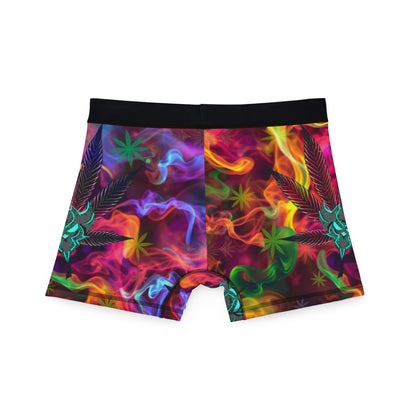 "420" Vibrant Marijuana Leaf Men's Boxers - Colorful Smoke Design, Fun & Unique Underwear
