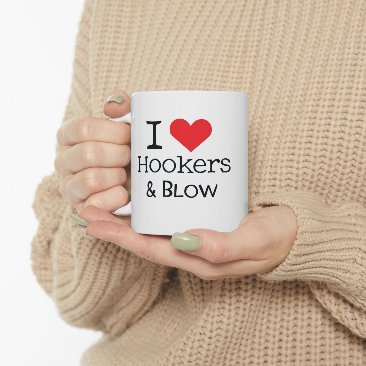 I Love Hookers & Blow Ceramic Mug — Funny Fishing/Boat Lover Coffee Cup (11oz, 15oz)