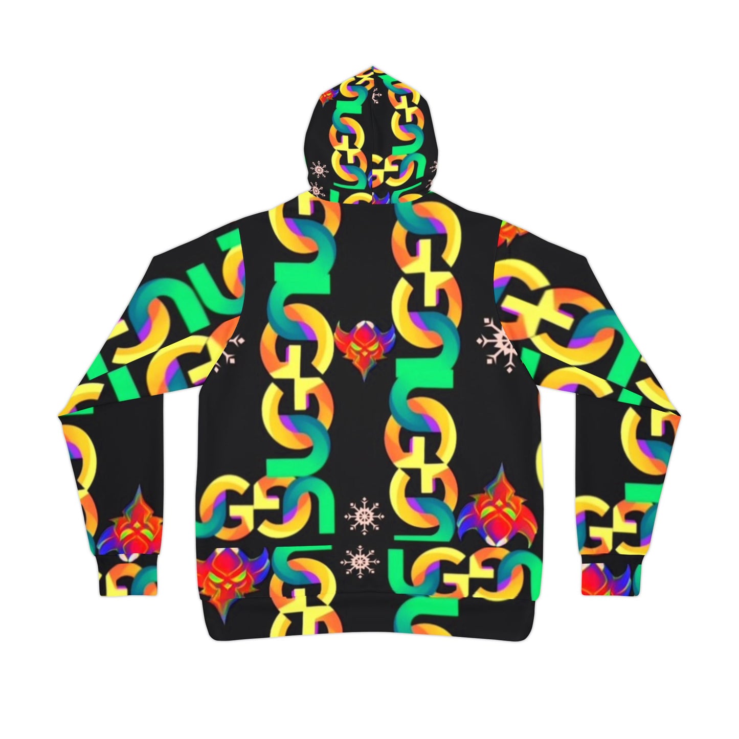 Ungodly Chain Pattern Athletic Hoodie — Neon Link Zip-Up