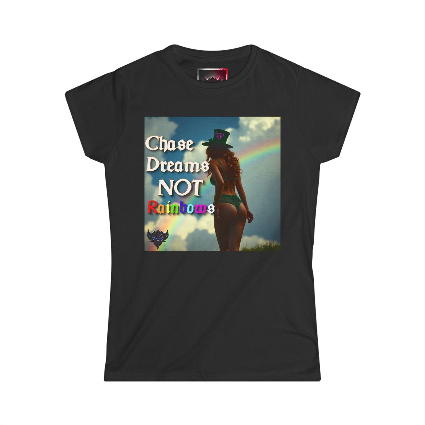 Inspirational Women's Softstyle Tee - 'Chase Dreams NOT Rainbows'