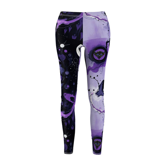 Cosmic Vibes Women's Cut & Sew Casual Leggings - Stylish Purple Galaxy Design