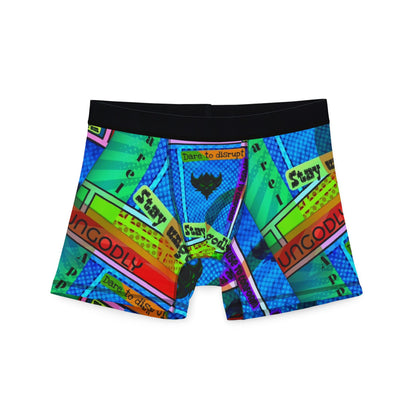 Colorful Retro Pop Art Boxer Briefs — "Stay Ungodly" Graphic Print