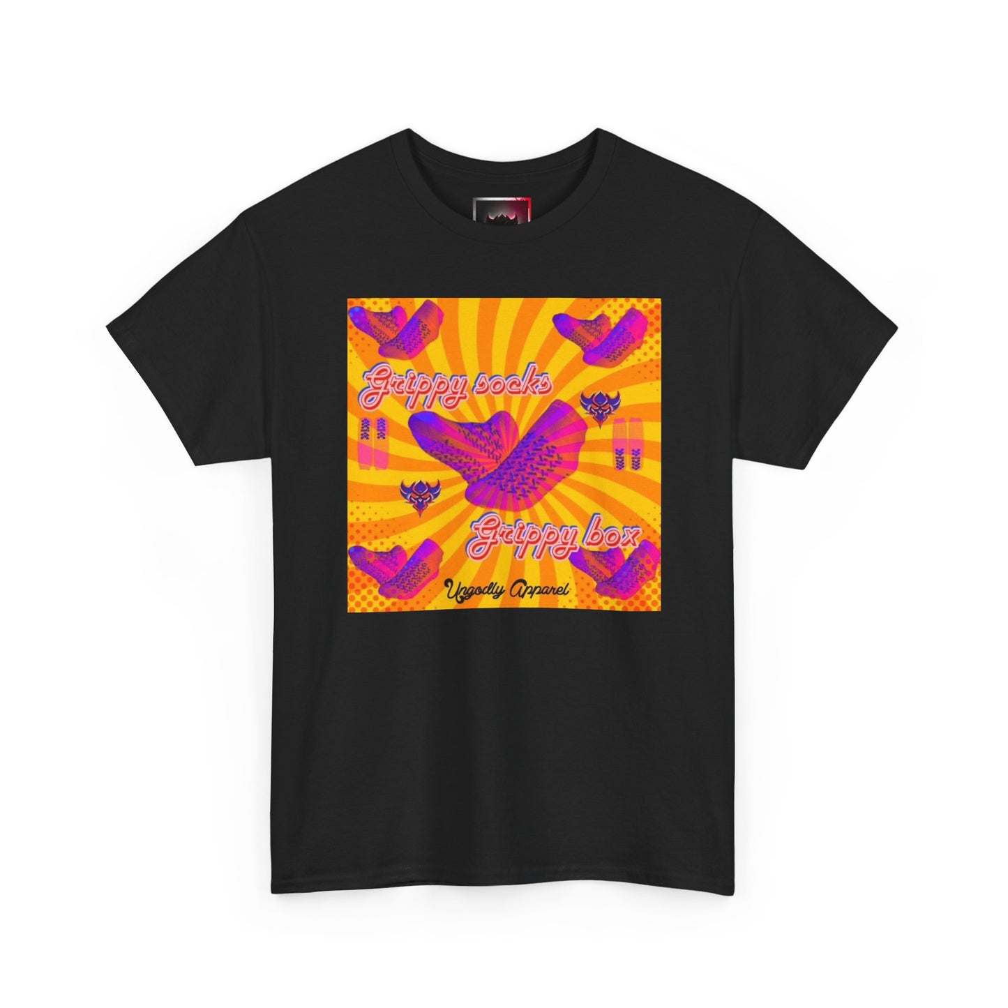 Graphic Tee — "Grippy Socks Grippy Box" Retro Heart Pop Art T-Shirt