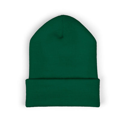 Gold Ungodly Pattern Embroidered Colorblock Abstract Cuffed Beanie