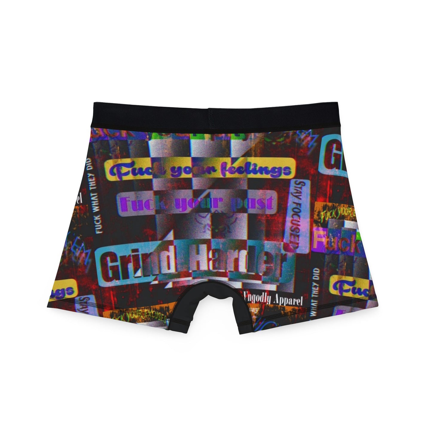 Men's Boxer Briefs — Colorful Collage 'Grind Harder'