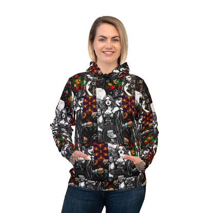 Gothic Vintage Athletic Hoodie, Spooky Fashion, Halloween Wear, Gothic Style, Unique Design, Cozy Hooded Sweatshirt