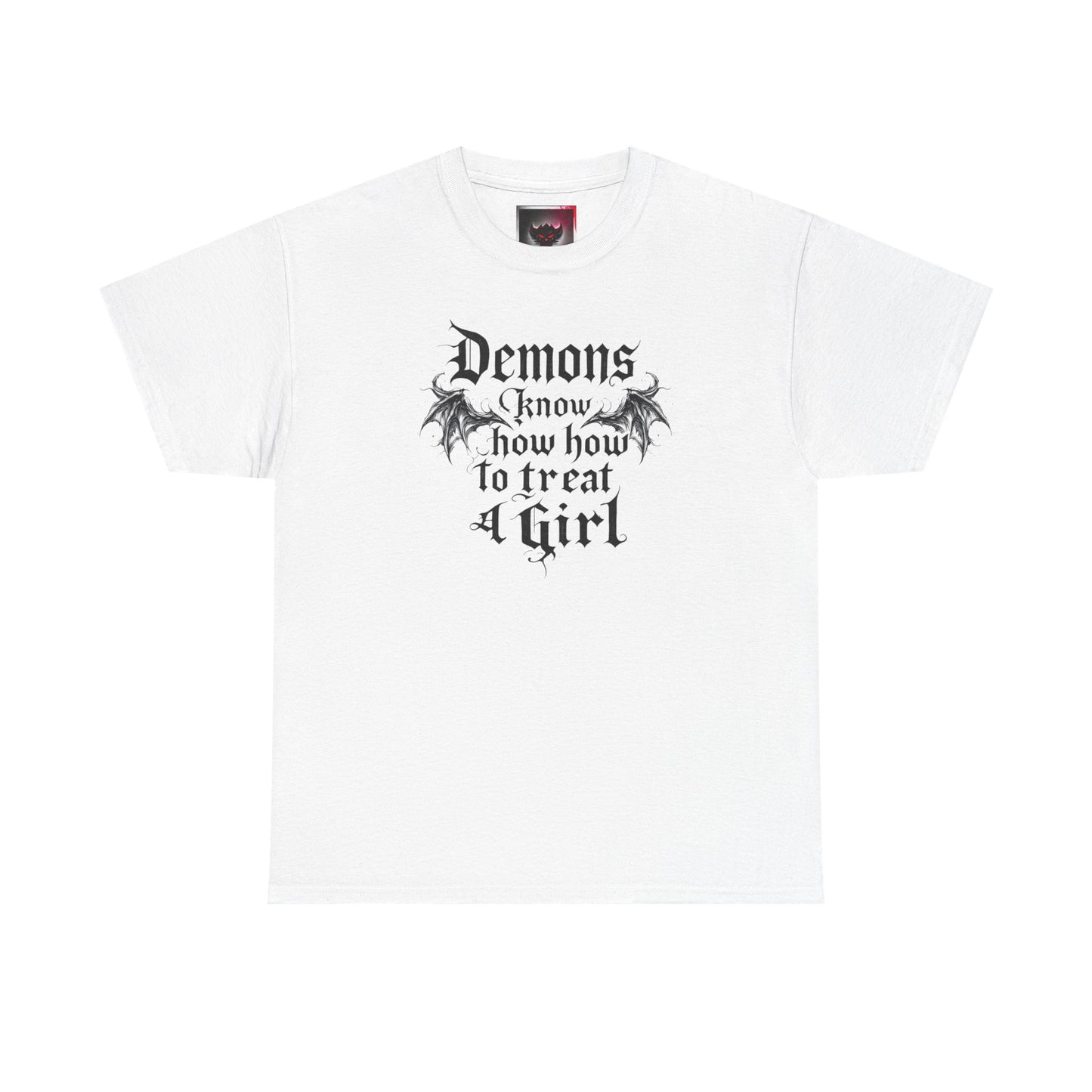 "Demons Know How to Treat a Girl" Gothic Graphic Tee for Dark Souls Enthusiasts, Unisex Heavy Cotton T-Shirt, Perfect for Halloween, Music Festivals, Casual Wear, [...]