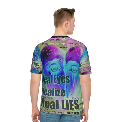 Vibrant Men's Loose T-Shirt - 'Real Eyes Realize Real LIES' Graphic Tee