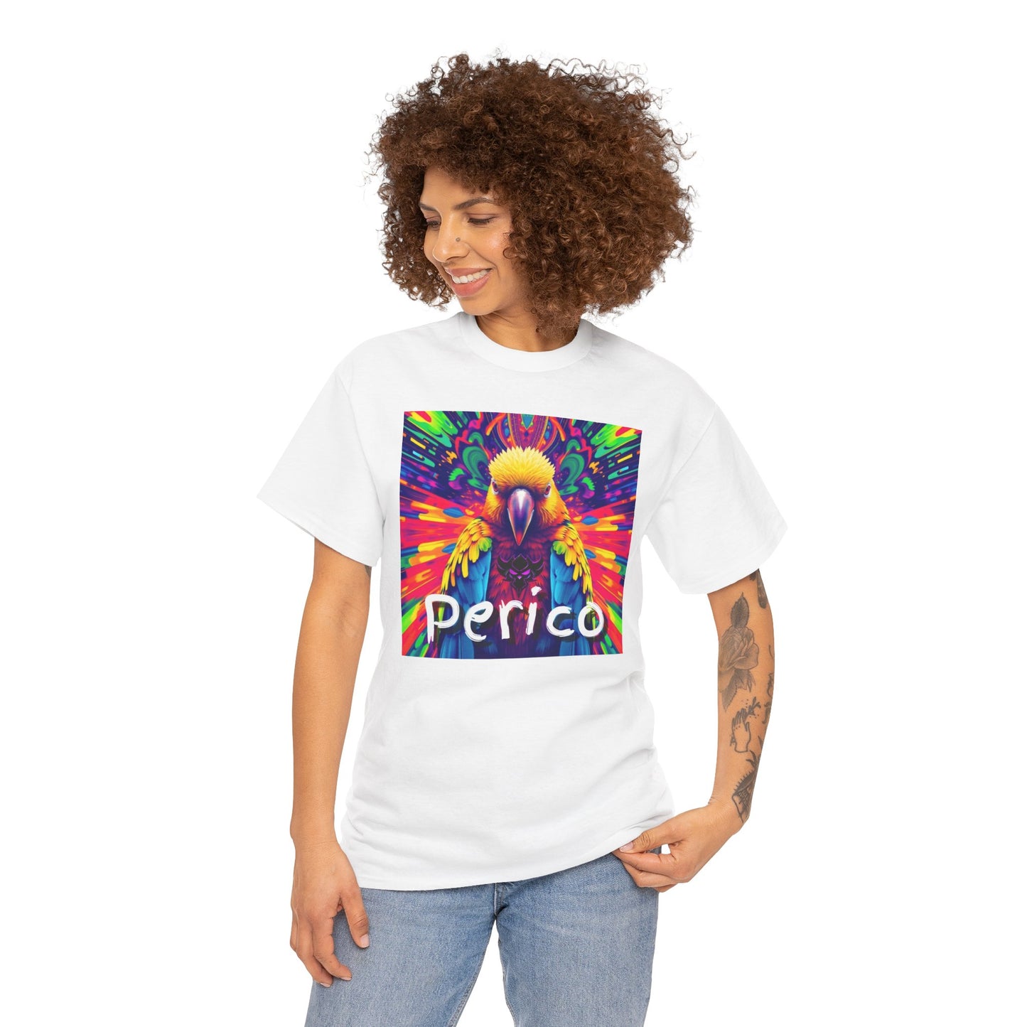 "Perico" Colorful Parrot Unisex Heavy Cotton Tee - Vibrant Tropical Shirt