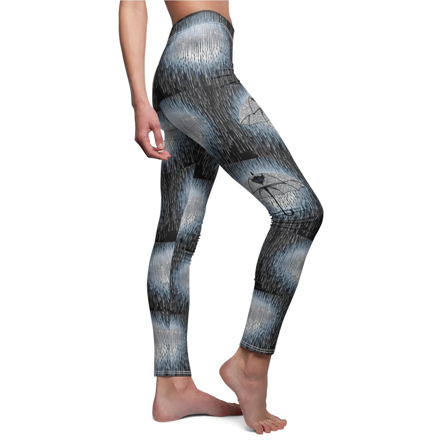 "Wet" Stylish Women's Umbrella Print Leggings – Casual Comfort for Rainy Days