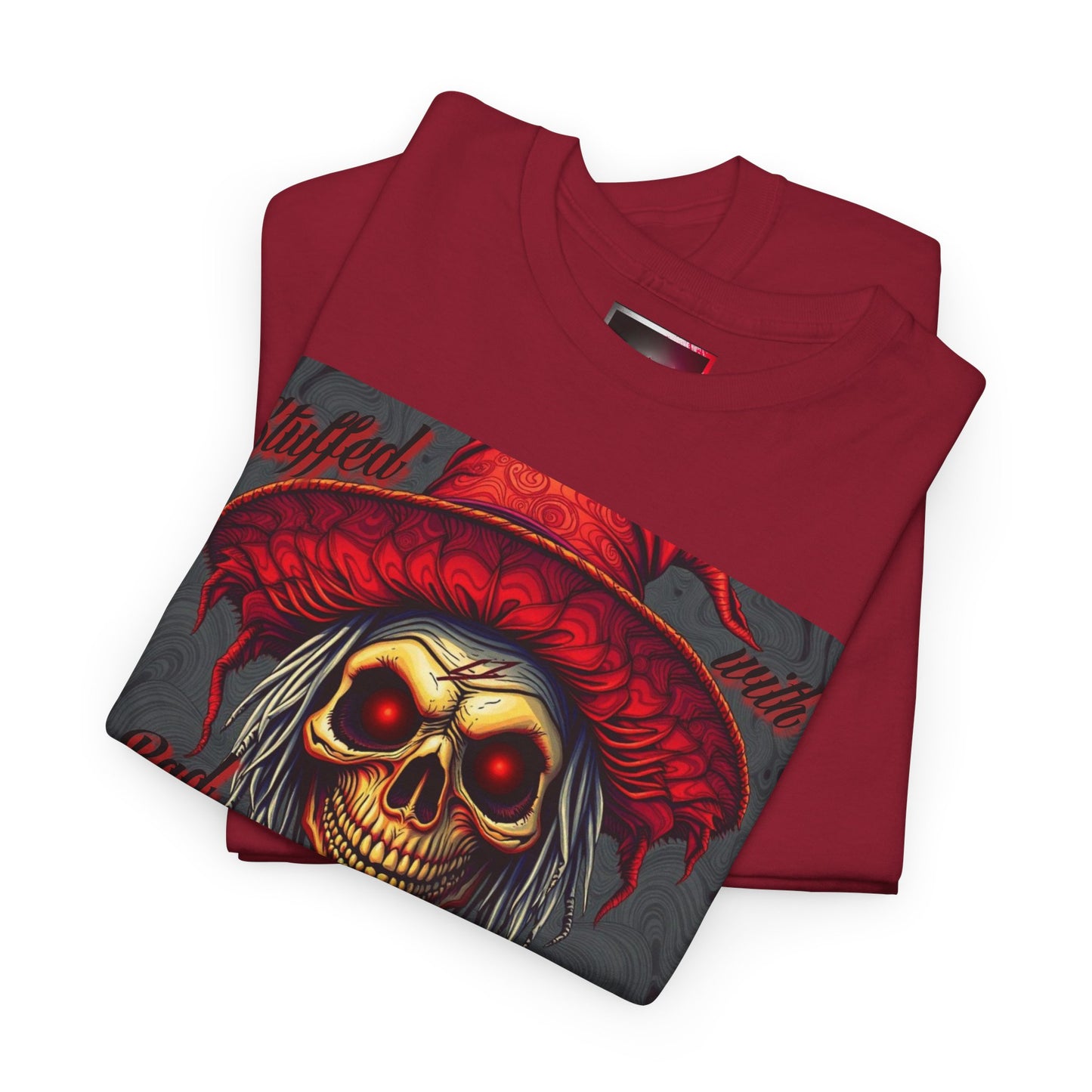 "Stuffed with Bad Decisions" Vintage-Inspired Scarecrow Skull Tee: Perfect for Halloween, Casual Wear, Gifts, Concerts, & Everyday Style