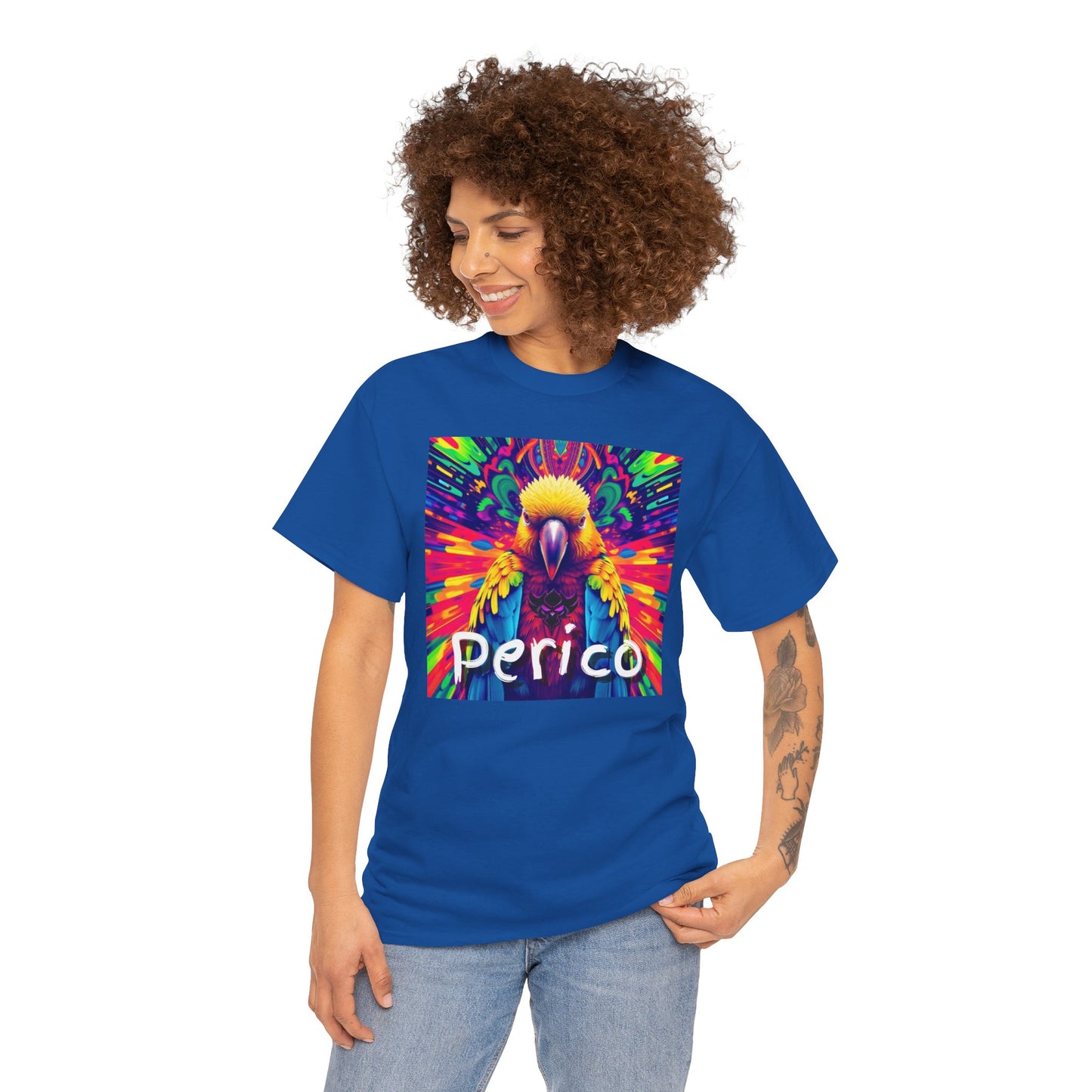 "Perico" Colorful Parrot Unisex Heavy Cotton Tee - Vibrant Tropical Shirt