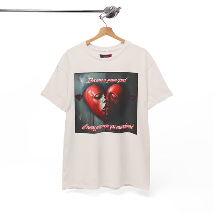 Heartbreak Unisex Heavy Cotton Tee - "I Became a Graveyard to Every Promise You Murdered" Graphic T-Shirt
