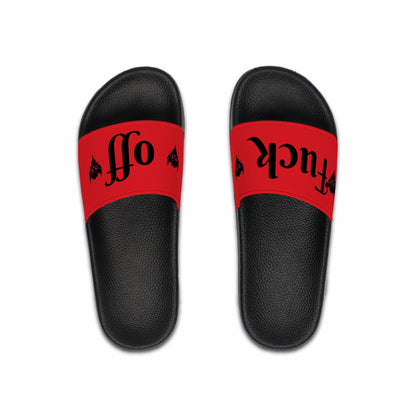 "Fuck Off" Men's Slide Sandals with Bold Design - Perfect for Summer Fun!