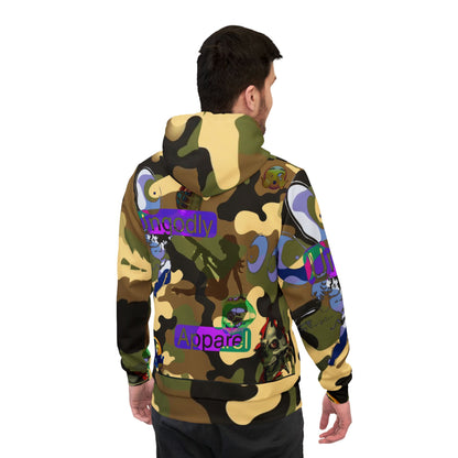 Camo Graphic Unisex Hoodie — Bold All-Over Print with 'Apparel' Accent