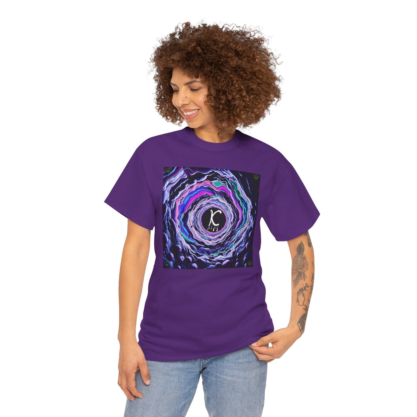 "K-Hole" Unisex Heavy Cotton Tee - Cosmic Swirl Graphic Tee for Trendy Vibes