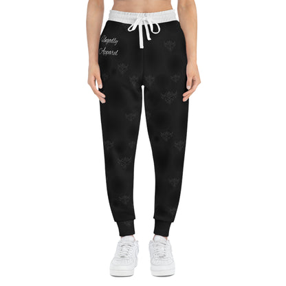 Ungodly Apparel Black Athletic Joggers — Subtle Gothic All-Over Print