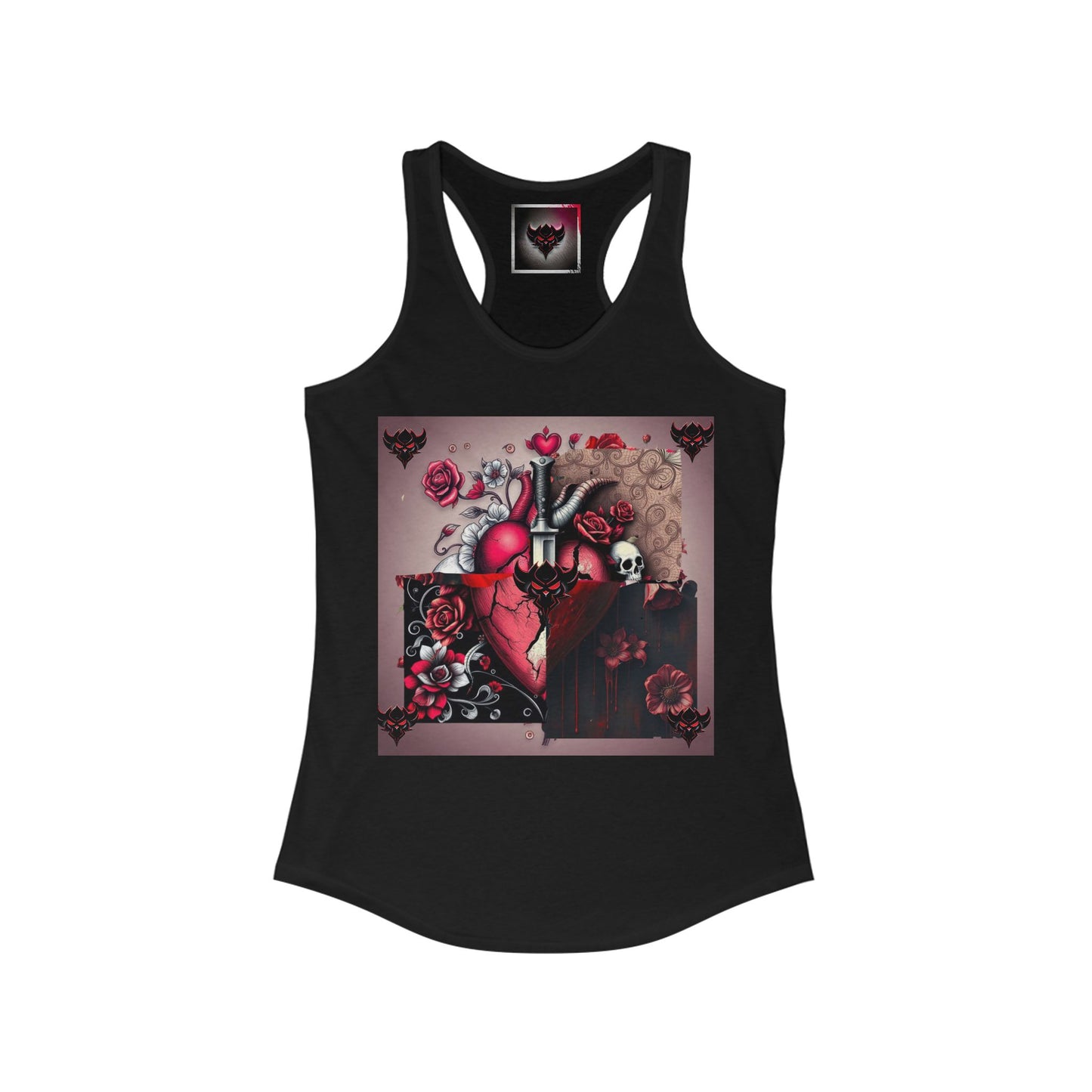 Gothic Heart Racerback Tank for Women - Perfect for Festivals and Casual Wear