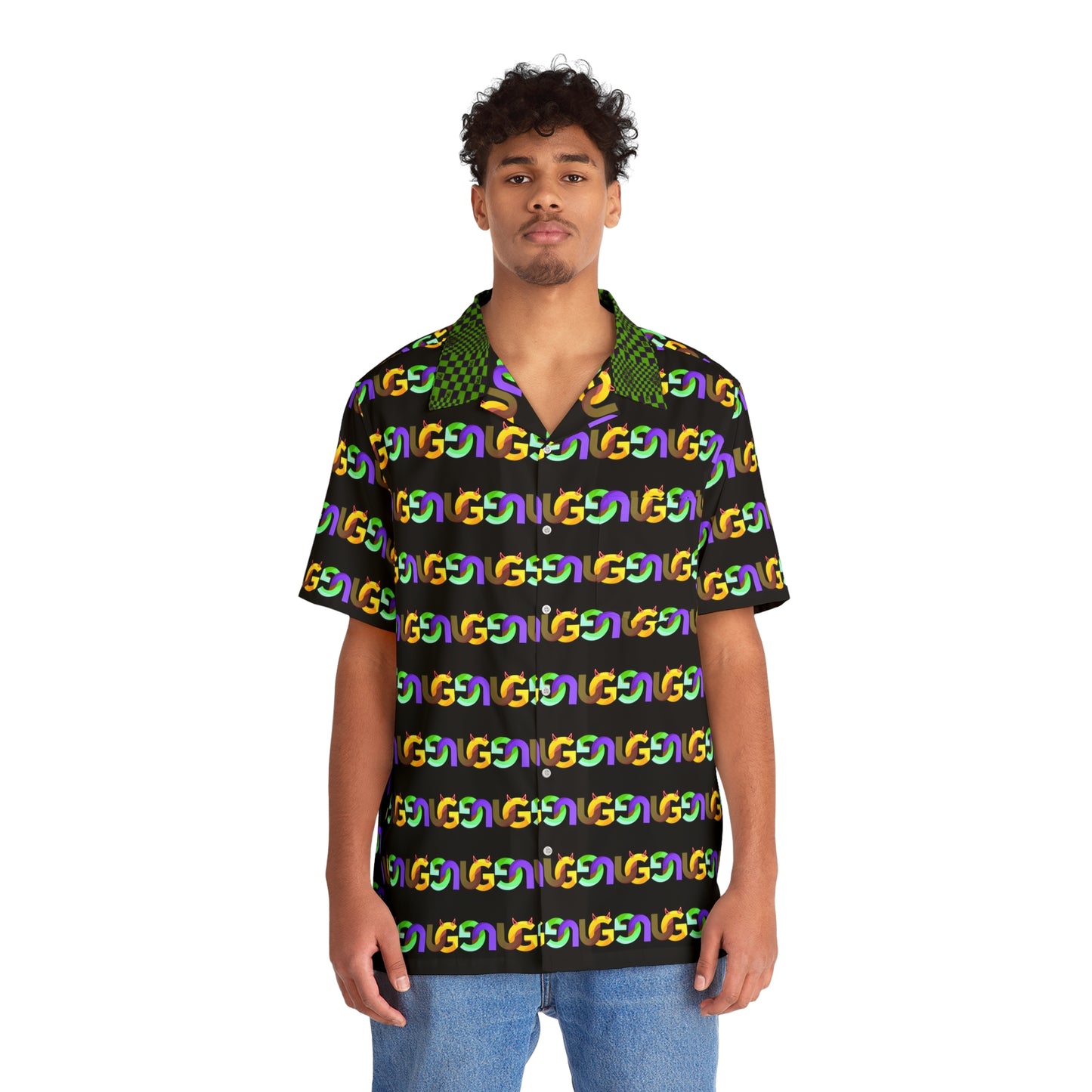 Retro Rainbow UG Pattern Chain Print Hawaiian Shirt