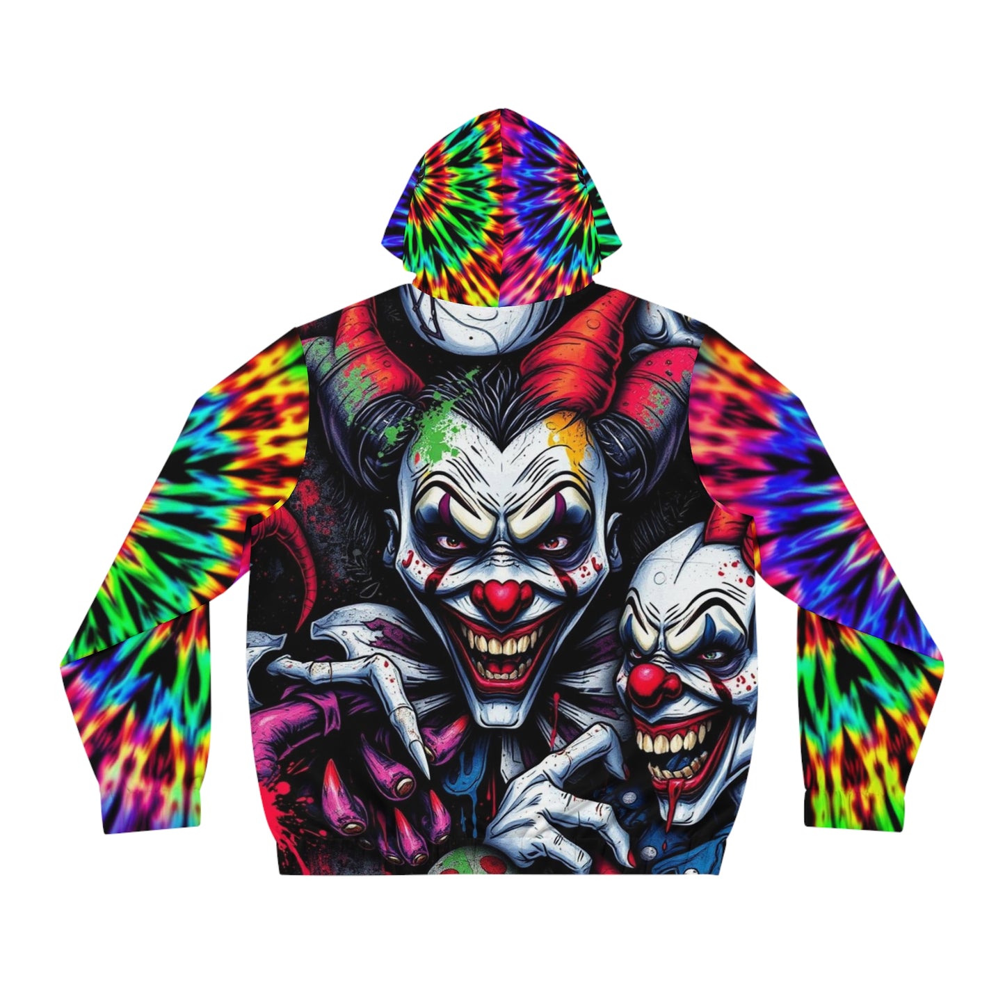 Unique Tie-Dye Clown Full-Zip Hoodie for Halloween, Festivals, Casual Wear, Cozy Gift, Statement Piece