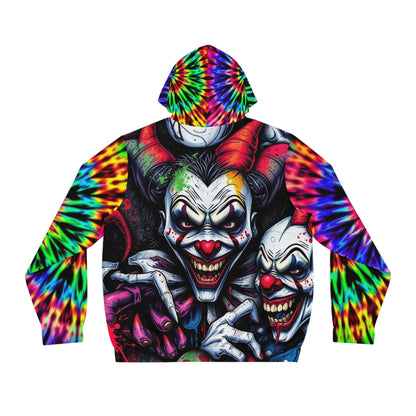 Unique Tie-Dye Clown Full-Zip Hoodie for Halloween, Festivals, Casual Wear, Cozy Gift, Statement Piece