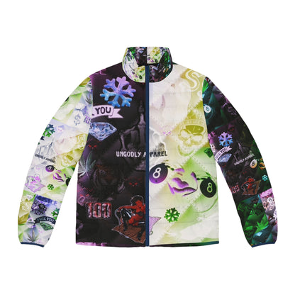 "Ungodly Vices" Colorful Men's Puffer Jacket - Stylish Winter Wear
