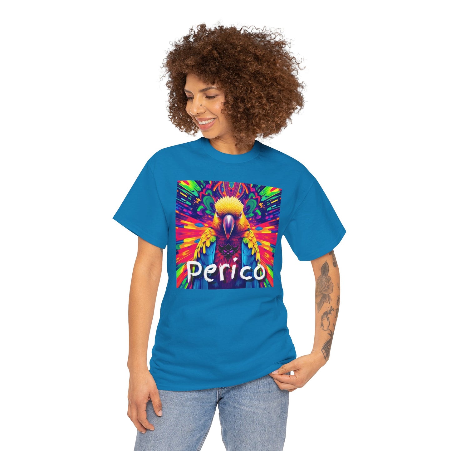 "Perico" Colorful Parrot Unisex Heavy Cotton Tee - Vibrant Tropical Shirt