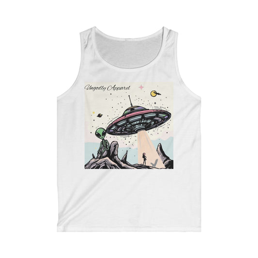 UFO Abduction Tank Top — Retro Alien Spaceship Graphic Men’s Tank