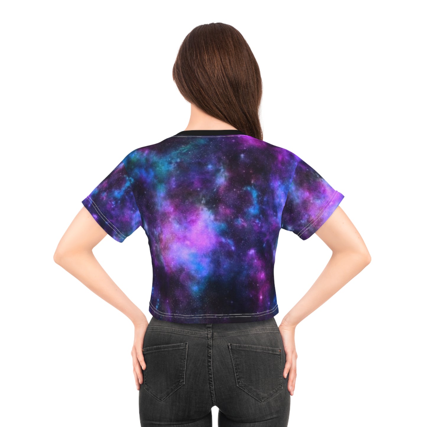 Tarot Lovers Galaxy Crop Tee — "Ungodly Apparel" Cosmic Tarot Graphic