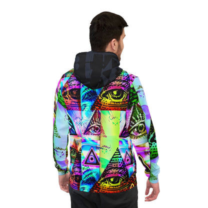 All-Over Print Illuminati Eye Hoodie — Psychedelic Neon Graphic Athletic Hoodie