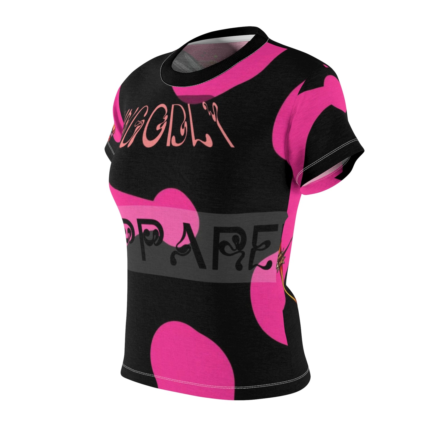 Cupid Women's Cut & Sew Tee — Bold Pink Polka Dot Graphic Top