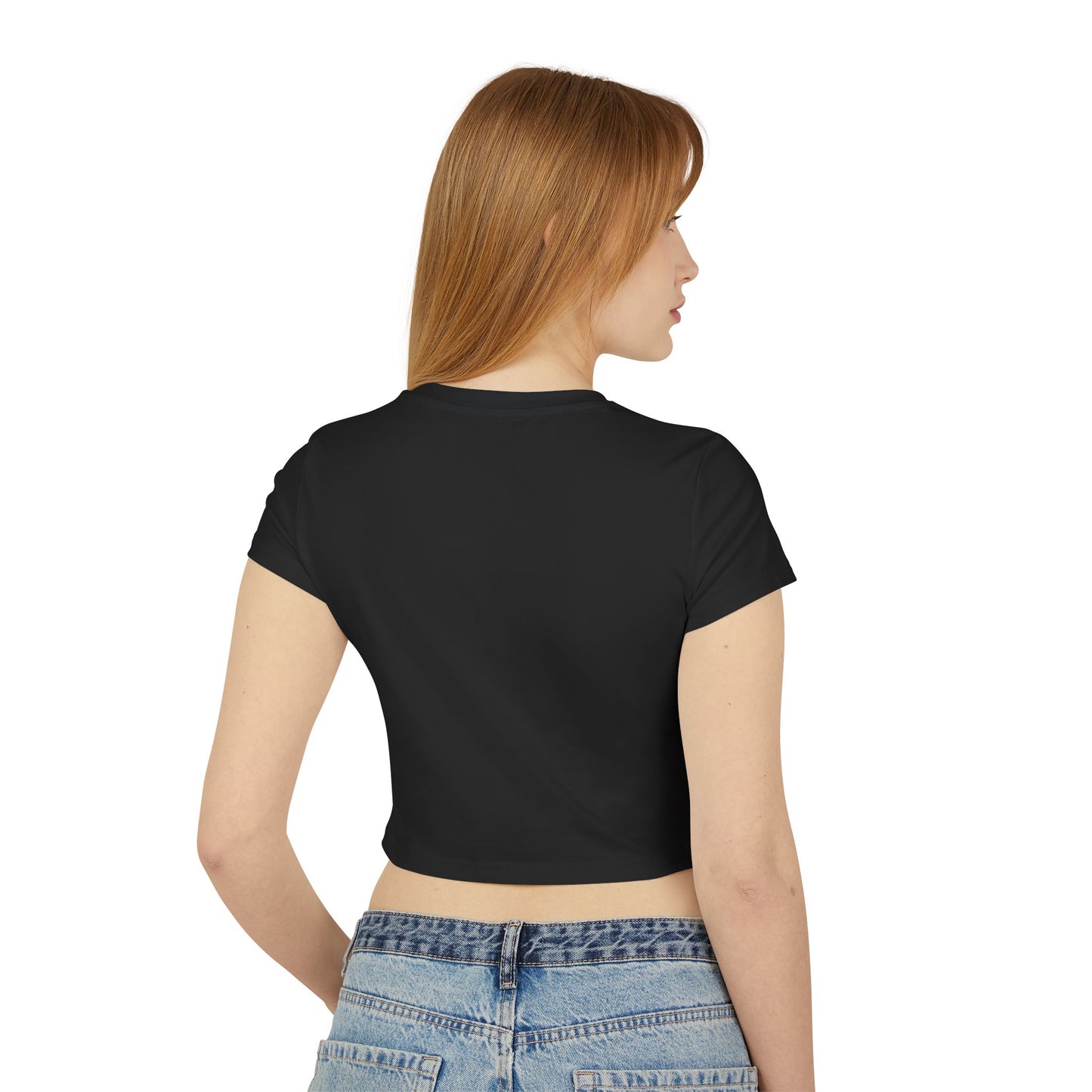 Abstract OK Symbol 666 Portrait Women's Baby Tee - Modern Line Art Face Graphic Crop Top
