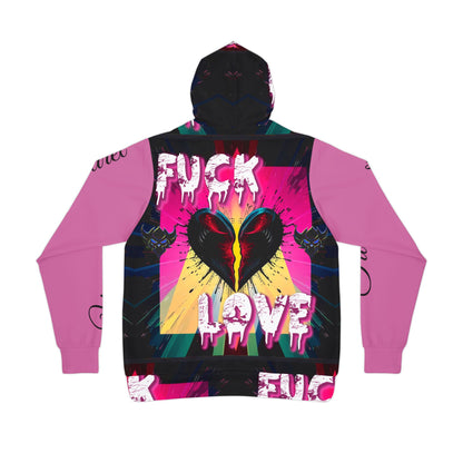 "F*ck Love" Rebellious Love Graphic Athletic Hoodie - Bold Design for Trendsetters