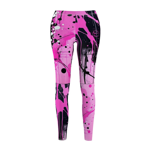Pink Paint Splash Leggings — Women's Abstract Art Activewear