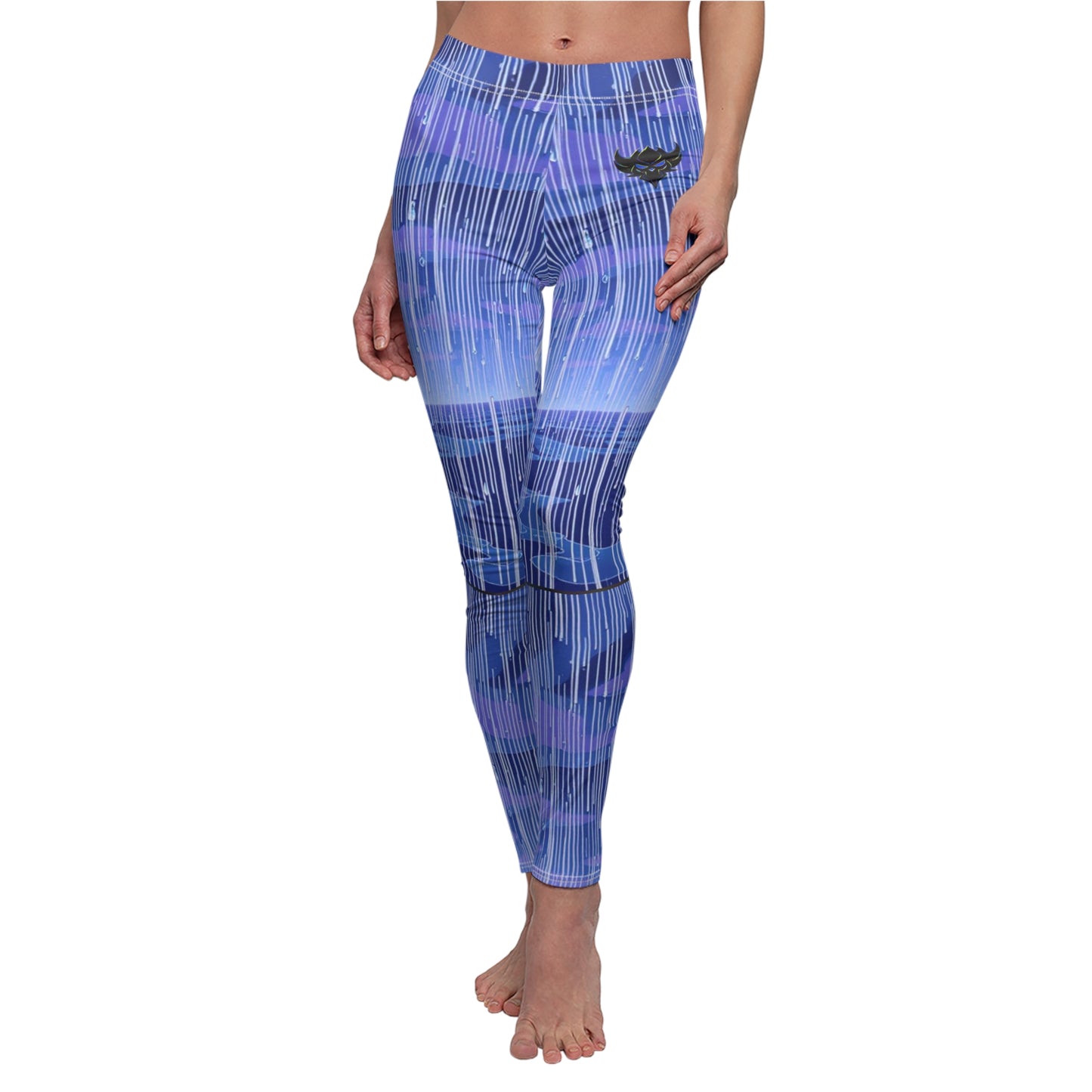 "Wataa" Blue Stylish Women's Leggings with Colorful Abstract Design, Perfect for Yoga, Casual Wear, and Everyday Comfort