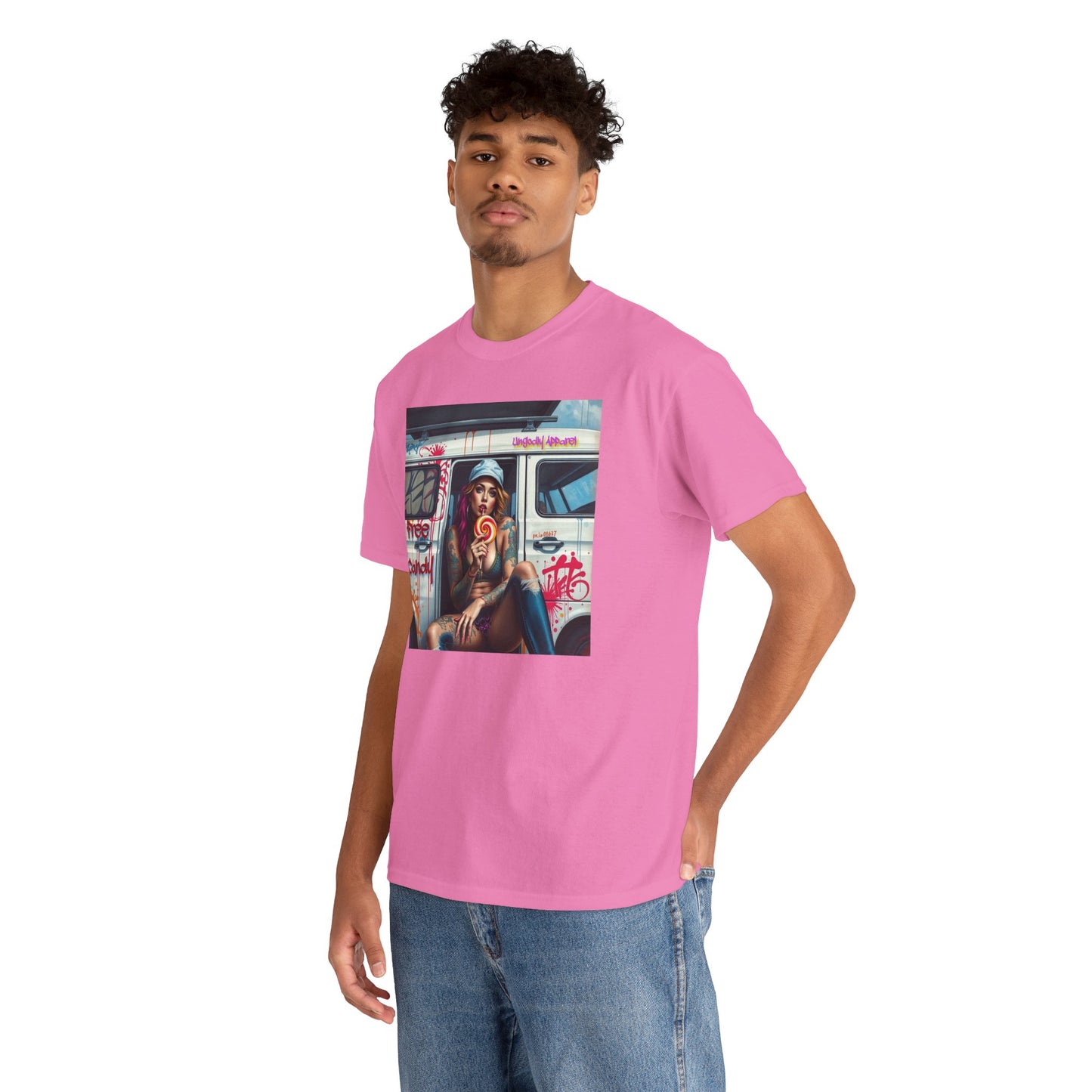 "Free Candy" Street Art Unisex Heavy Cotton Tee, Casual Graphic Shirt, Vintage Style Tee, Unique Gift, Urban Wear, Art Lover Apparel