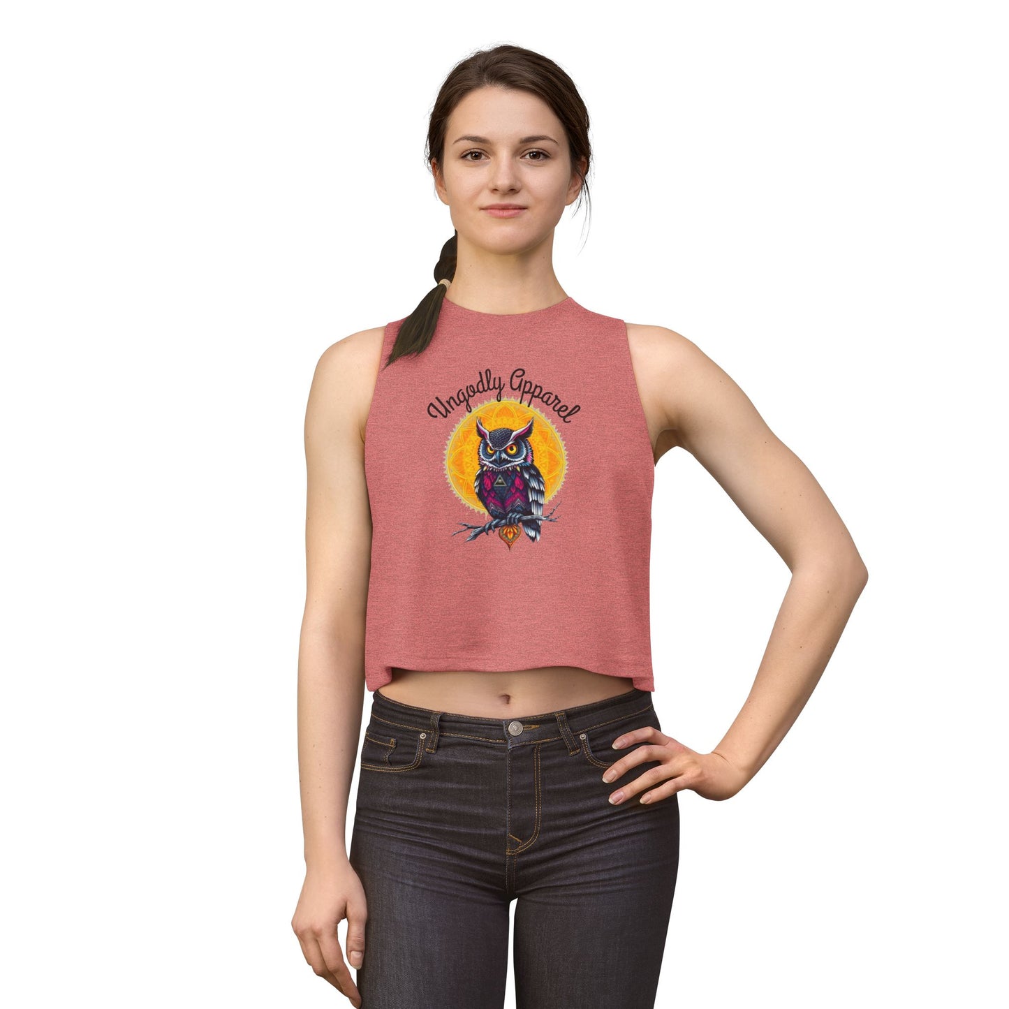 Owl Moon Crop Top — Vintage Night Owl Graphic Women's Crop Tank
