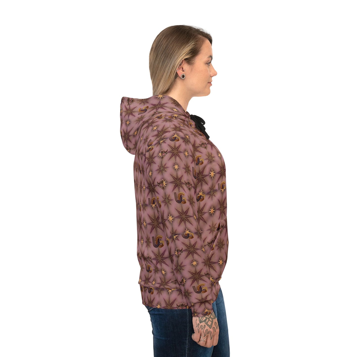 Pink Floral Kaleidoscope Hoodie — All-Over Print Athletic Pullover