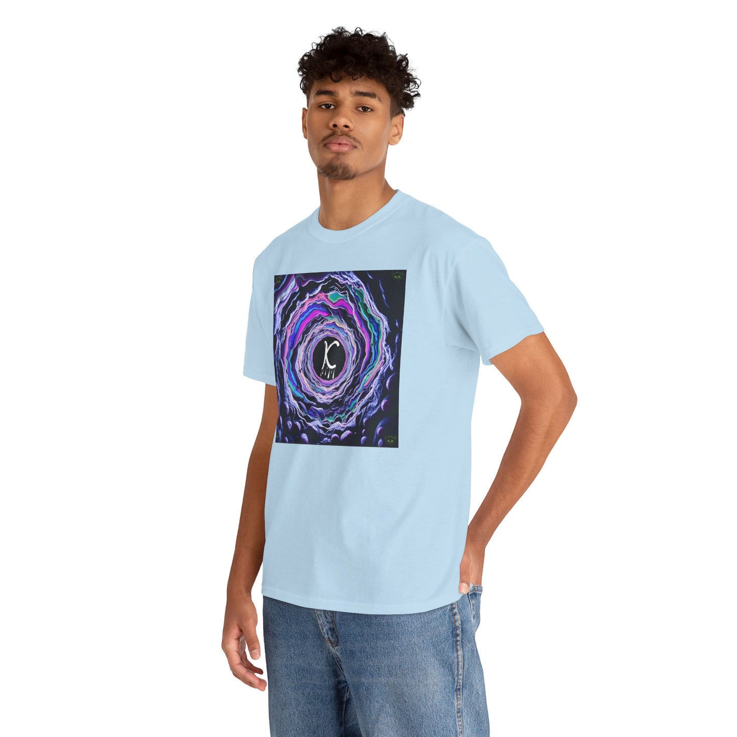 "K-Hole" Unisex Heavy Cotton Tee - Cosmic Swirl Graphic Tee for Trendy Vibes