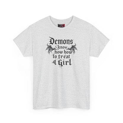 "Demons Know How to Treat a Girl" Gothic Graphic Tee for Dark Souls Enthusiasts, Unisex Heavy Cotton T-Shirt, Perfect for Halloween, Music Festivals, Casual Wear, [...]