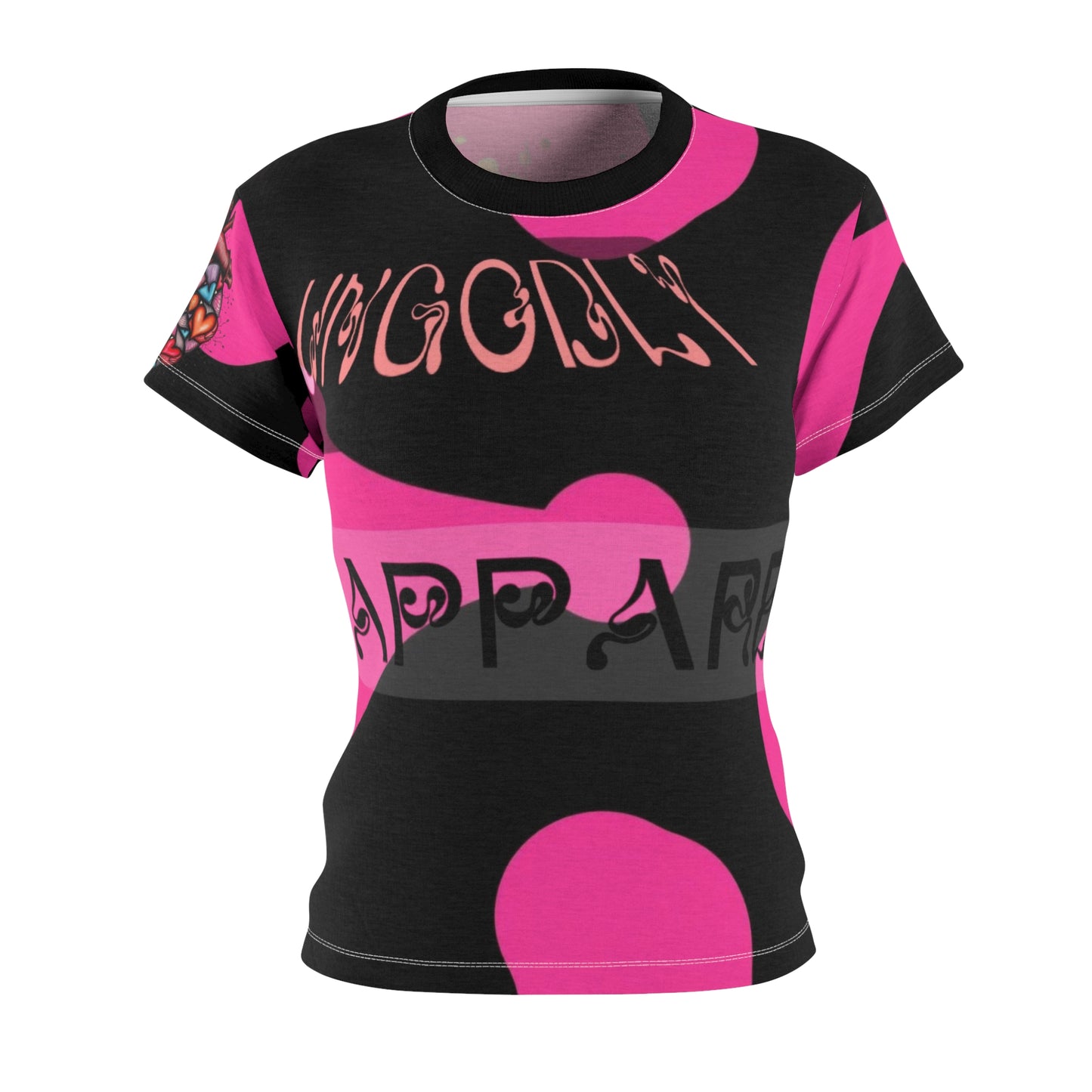 Cupid Women's Cut & Sew Tee — Bold Pink Polka Dot Graphic Top