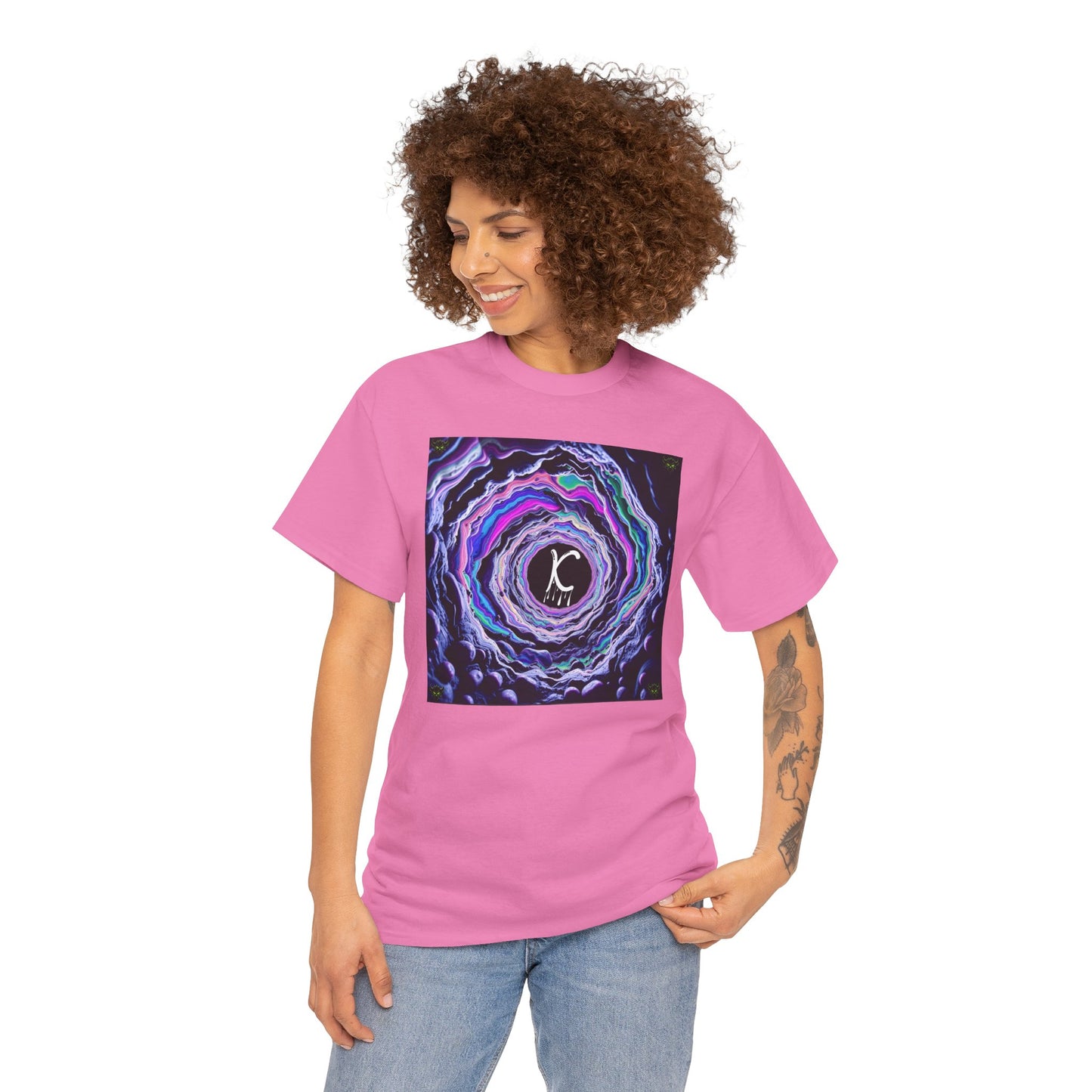 "K-Hole" Unisex Heavy Cotton Tee - Cosmic Swirl Graphic Tee for Trendy Vibes