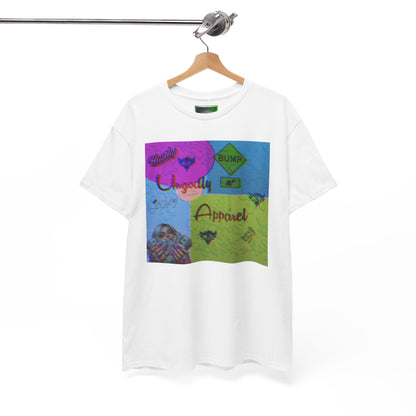 Abstract Pop-Art Graphic Tee — 'Apparel' Color Block Design