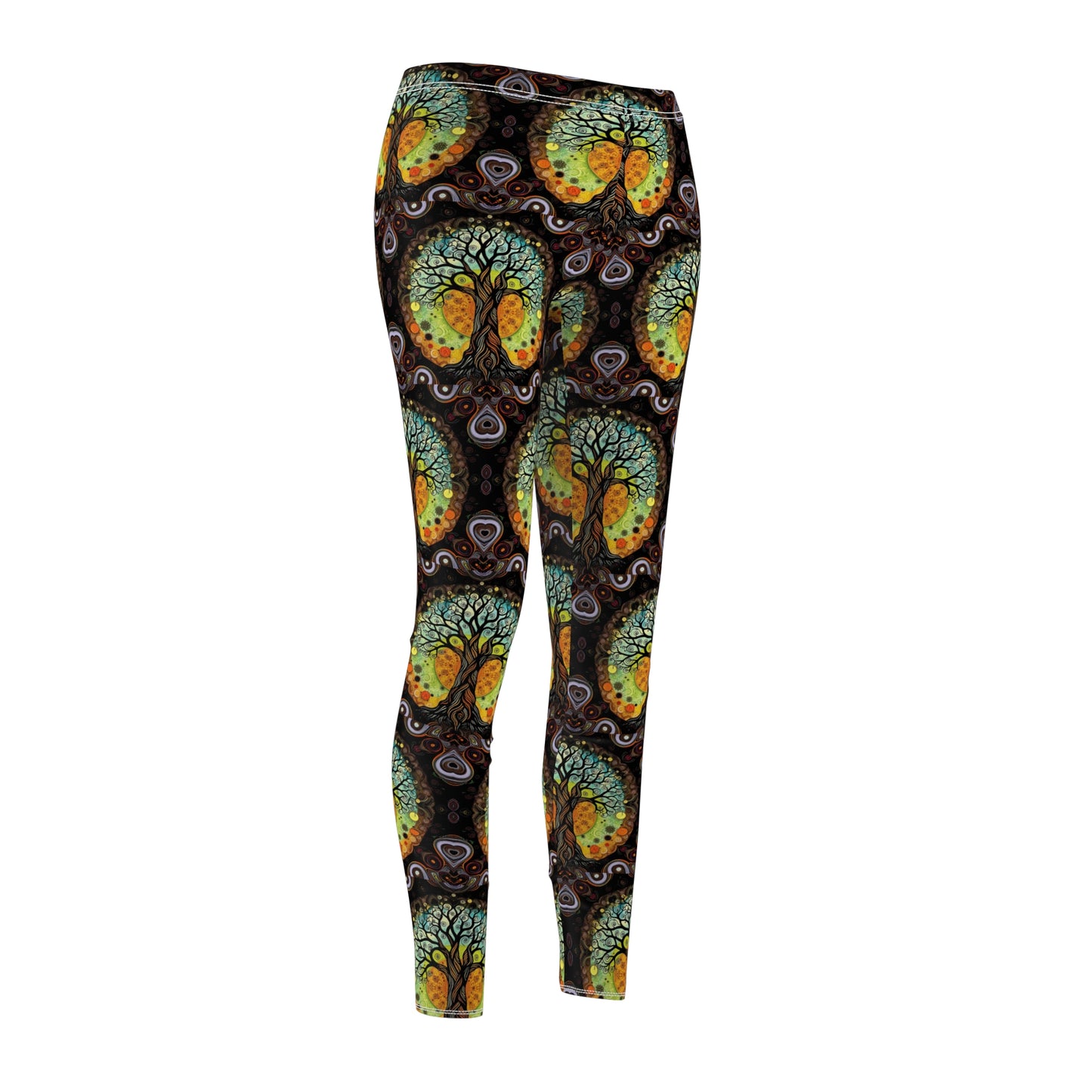 Vibrant "Tree of Life" Print Women's Casual Leggings - Comfort & Style for Everyday Wear