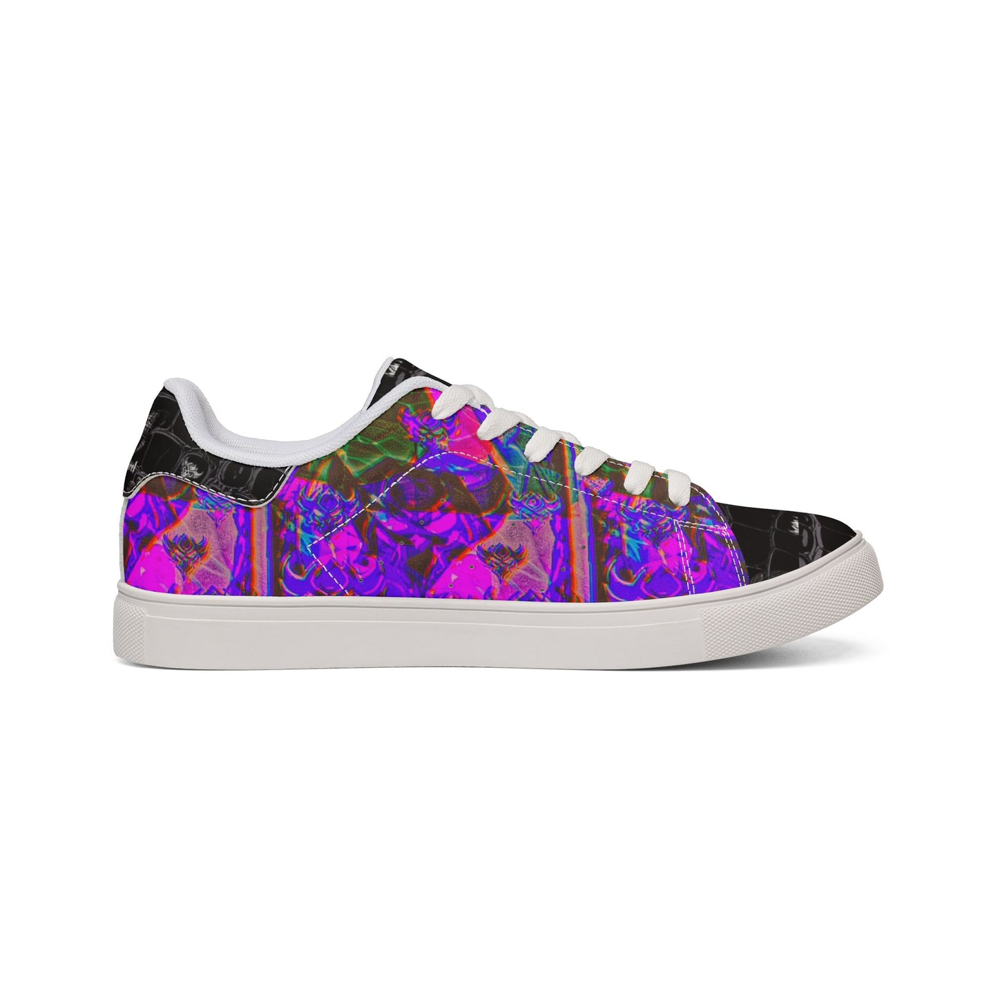 Men's Low-Top Leather Sneakers — Psychedelic Abstract Galaxy Print